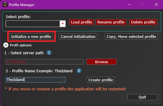 Profile Configuration Screenshot